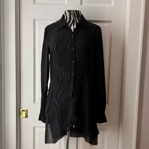 NWOT Go Silk for Anthropology sheer button down - Picture 2 of 8